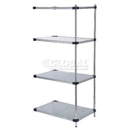 NEXEL Galvanized Steel, 4 Tier, Solid Shelving Add-On Unit, 42Wx24Dx86H A24428SZ